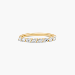Romántico anillo de banda delicada de oro de 10K, elegante diseño moderno, forma de marquesa, Diamante cultivado en laboratorio, fiesta de compromiso de lujo, uso diario - Product Image 1