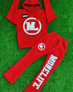 Survêtement d'hiver pour hommes, OEM personnalisé, logo brodé avec patchs usés, lavage à l'acide, sweat-shirt vintage à capuche, pantalon de survêtement évasé - Product Image 3