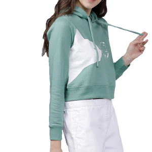 Top corto de moda para mujer sudaderas con capucha para High Street Drop Shoulder Knitted Short Length Crop Top Hoodies - Product Image 2