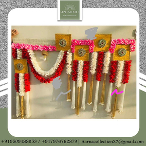 Travail de miroir Bandanwar traditionnel brodé Toran perles élégantes cloches décor de porte festive décor mural de Style traditionnel indien - Product Image 2