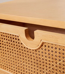 Eco-Friendly Durable Minimalist Nightstand with Large Capacity Teak Rattan Combination - Product Image 4