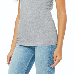 Camiseta con cuello en V para mujer, ligera, de secado rápido, 100% algodón, manga corta, transpirable, logotipo personalizado, lona teñida lisa - Product Image 5