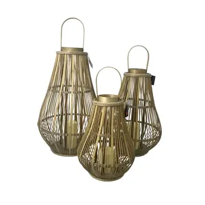 Vente en gros de lanternes anciennes design pour bougeoirs sol en osier bambou du Vietnam Pâques mariage décor à la maison salon - Product Image 3