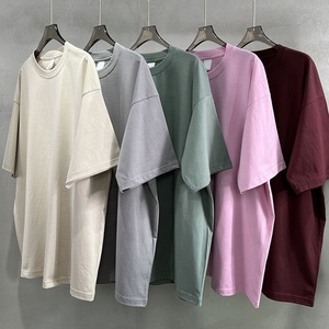 Primavera Verano nuevo diseño 100% algodón pesado Color sólido suelto hombres manga corta lavado sol desteñido camiseta para hombres - Product Image 1