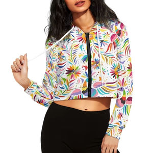 Nueva moda OEM venta al por mayor de las mujeres Crop Top sublimación sudaderas con capucha transpirable personalizado uso casual mujeres sudaderas con capucha en la mejor calidad - Product Image 3