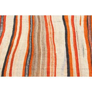 Alfombra Turca Kilim de 2.9x9.4 pies (88x287 cm), Alfombra Vintage con Diseño de Cuadros Naranja - Product Image 4