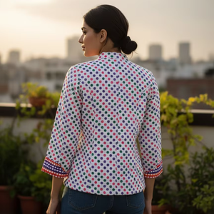Chaqueta Acolchada de Algodón con Estampado Floral, Transpirable, Informal - Product Image 2
