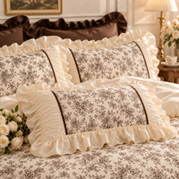 Parure de lit 3 pièces élégante et luxueuse à imprimé floral avec volants, pour lit Queen et King, 1 housse de couette et 2 taies d'oreiller, 200 fils/cm², commande d'essai personnalisée à faible MOQ
