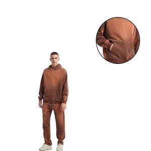 Survêtements personnalisés délavés à l'acide Survêtement surdimensionné en éponge lourde 100% coton Ensemble pantalons de survêtement et sweat à capuche évasés pour hommes - Product Image 4