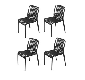 SET 4 Sedie da Pranzo Moderne Impilabili in Polipropilene per Esterni 48x52.5x82 Cm Arredamento Casa - Product Image 3