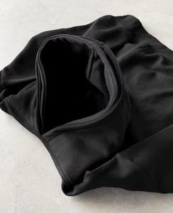 Oversized 100% Cotton Men's <b>Balaclava</b> Hoodie with Double Hood Zip Drop Shoulder Customizable Design Ideal for Winter Weather - Product Image 2