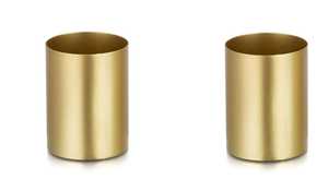 Florero de metal dorado con forma cilíndrica elegante, perfecto para decoración de mesa, decoración de eventos y acabado Premium para el hogar - Product Image 4