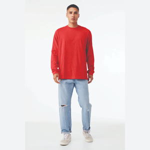 2025 rouge chiné CVC T-Shirt à manches longues 100% coton uni mode respirant à manches longues techniques perlées et motif d'impression - Product Image 4