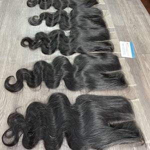 Cabello humano ondulado natural vietnamita Cierre de encaje doble dibujado Frontal con estilo de cabello brillante de encaje HD suizo transparente - Product Image 4