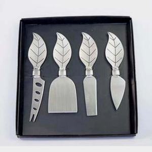 Utensilios de cocina portátiles Juego de rebanador de queso plateado con forma de hoja Mango de nuevo aspecto Rebanador de queso y esparcidor Juego de nuevo diseño - Product Image 1