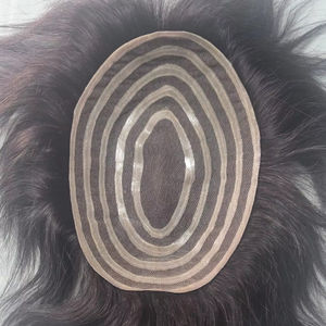 Peluca de Encaje PU para Hombre, Prótesis Capilar de Cabello Remy Indio con Ondas Naturales y Estilos Lacio Rizado, Peso 40-80g - Product Image 1