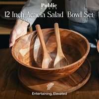 Grand plateau de service à salade en bois artisanal, écologique et personnalisable, avec couvercle, pour restaurants, fêtes à domicile, camping