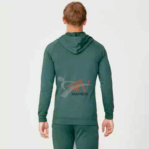 เสื้อกันหนาวมีฮู้ดสำหรับผู้ชายผ้ายืดหยุ่นมีซิปพิมพ์โลโก้ได้ตามต้องการ - Product Image 1