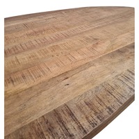 Table à manger en bois massif, fabrication artisanale, base en tréteaux durable, design rectangulaire pour cuisines et salles à manger