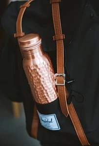 Bouteille d'eau en cuivre pur tendance, écologique, anti-fuite, réutilisable pour le yoga, la salle de sport, la maison et l'extérieur - Product Image 2