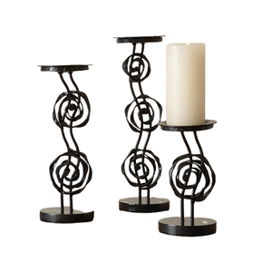 Juego de 3 soportes para velas de diferentes tamaños, soporte para velas de Color negro de hierro, soporte para velas de forma personalizada de la mejor calidad - Product Image 3