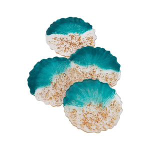 Elegant Eco-Friendly Country Style Resin <b>Coaster</b> Customizable <b>Pink</b> Color Round Glitter Flower Design for Home & Wedding Use - Product Image 3