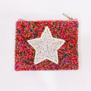 MD HANDICRAFTS-Porte-monnaie perlé étoile céleste multicolore brodé à la main - Product Image 1