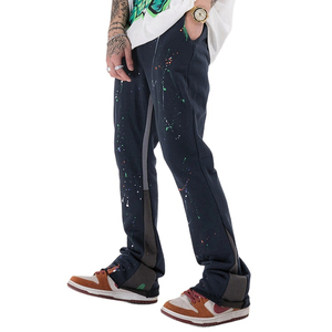 Pantalones de chándal personalizados para hombre, cintura elástica, pantalones de chándal acampanados informales, pantalones de chándal rectos apilados de cintura media - Product Image 2