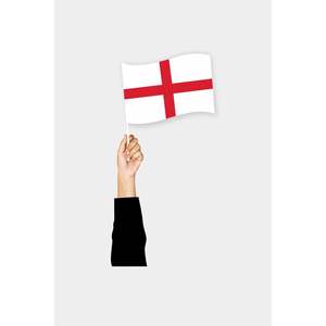 Bandera de Mano de Inglaterra con Impresión Digital para Autos, Seguros, Educación - Plástico, Poliéster, Seda - Product Image 1