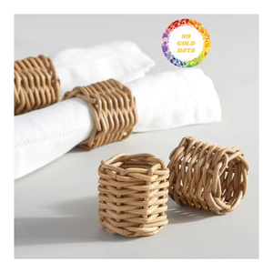 Anneaux de serviette en rotin faits à la main pour table à manger, artisanat écologique avec surface lisse et tissage soigné - Product Image 2