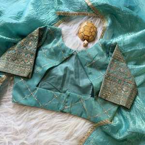 Último diseñador indio Gold Crush bordado secuencia Coading encaje borde para Nueva blusa Sari para ocasiones de fiesta - Product Image 3