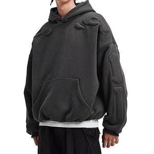 Sudadera con capucha en relieve 3D de gran tamaño para hombre, ropa de calle, jersey con logotipo personalizado, sudadera Hip Hop de algodón pesado OEM y ODM, proveedor de fábrica - Product Image 1