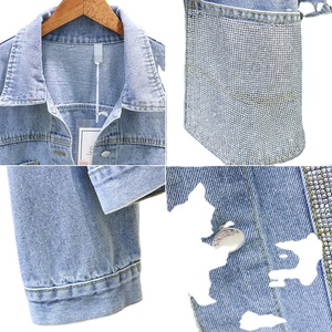 Manteaux en Denim bleu pour femmes Style coréen printemps automne lâche à manches longues hauts vêtements d'extérieur S-3XL vestes en Jean assorties imprimées - Product Image 3