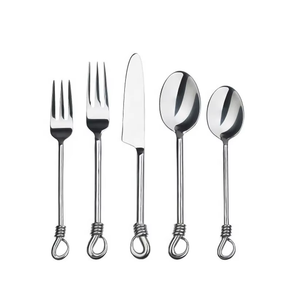 Ensemble de couverts en acier inoxydable forgé à la main classique de 5 pièces cuillère de conception de noeud pour la place métal durable pour les mariages nourriture pour enfants - Product Image 6