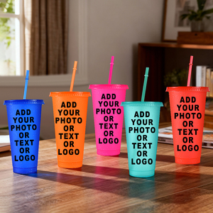 Factory Wholesale Custom Logo 24oz Bpa Free <strong>Reusable</strong> Plastic Iced Coffee Drinkware Color Glitter Tumbler <strong>Cups</strong> With Lid and Straw - Product Image 5