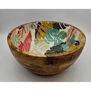 Tazón de Madera con Diseño Floral Estilo Indio, Tazón Redondo de Tamaño Personalizado, Madera Desechable Ecológica, Hecho en India, Gran Calidad - Product Image 4