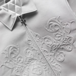 Chaqueta de moto de alta calidad a la moda al por mayor OEM para hombre chaqueta de cuero blanca con logotipo personalizado de fabricante para hombre - Product Image 5