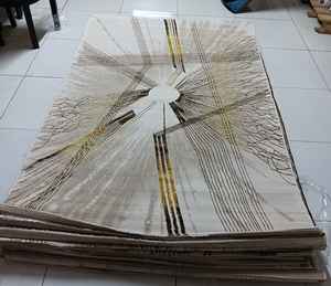 Alfombra Turca Moderna de Poliéster Tejida a Máquina, con Base de Yute de Alta Calidad, Resistente a las Manchas, Pelo Alto, Diseño Abstracto para Dormitorio - Product Image 1