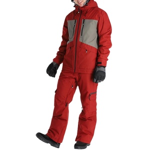 Traje de esquí retro impermeable de talla grande personalizado para hombre, traje de nieve naranja con diseño de panel para hombre, chaqueta aislada con capucha para exteriores, cuerpo completo - Product Image 1