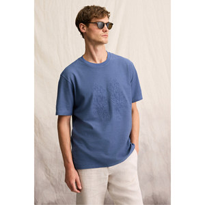 T-shirt à manches courtes col rond pour homme GRIMELANGE NELIDO, coupe classique, 100% coton biologique, détails brodés - Product Image 6