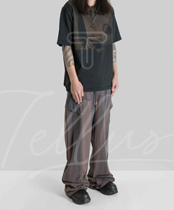2025 unisexe 100% coton Baggy jambe droite pantalons de survêtement haute qualité Style lavé hommes taille élastique OEM fabrication hommes pantalons - Product Image 5