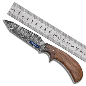Cuchillo de Caza Personalizable Hecho a Mano, Hoja de Acero Damasco DD-DAM-410 de 0.20 Pulgadas de Grosor, Hoja No Ajustable, Madera de Nogal Exótica - Product Image 2