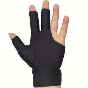 Venta al por mayor de guantes de billar con logotipo personalizado de 3 dedos, guantes antideslizantes para Taco de mesa de billar, guantes transpirables para Fitness Unisex - Product Image 4