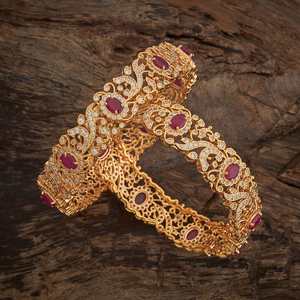 Brazalete de Moda con Forma de Flor, Engaste de Aleación de Zinc con Piedra de Rubí Verde, para Mujer, Boda, 182658 - Product Image 1