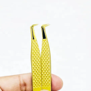 คีมหนีบปลายไฟเบอร์สีทองสีดำด้านสำหรับต่อขนตาแปรงปลายแหลมเพชรอุปกรณ์ต่อขนตา - Product Image 3