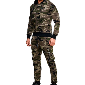 Ensemble de survêtement uni pour homme en molleton de coton, comprenant un sweat à capuche et un pantalon de jogging, vêtements de sport décontractés pour la gym, l'entraînement, la course et l'hiver - Product Image 2