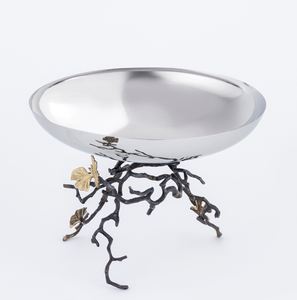 Usine indienne de grands bols à motifs floraux assiettes plateaux-bols à salade de fruits et de noix en laiton acier objets décoratifs pour la maison - Product Image 1