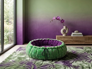 Cama Redonda Premium para Gatos Amistar EmeraldViolet XL – Interior de Piel Sintética Verde Brillante y Terciopelo Morado Oscuro, 102 cm - Product Image 2
