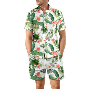 Ensemble hawaïen deux pièces de vêtements chemise et short assortis pour la plage avec logo personnalisé OEM - Product Image 4