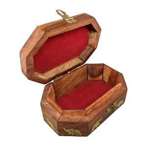 Luxurious Handcrafted Elephant Inlay Wooden Jewellery <b>Box</b> Rectangle and <b>Heart</b> <b>Shape</b> with PC Metal Inlay for Storing Jewelry - Product Image 6